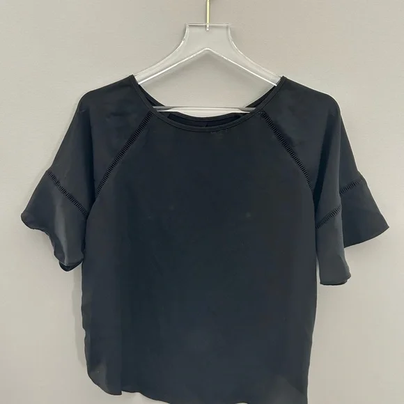 LOFT Black Boxy Ruffled Top - Picture 2 of 3